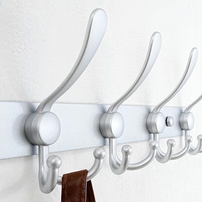 Dseap Coat Rack Wall Mount - 74cm Long 8-Tri-Hooks Heavy Duty Coat Hanger Rail Wall Hooks for Hanging Coats Hats Clothing Clothes Purse Mudroom