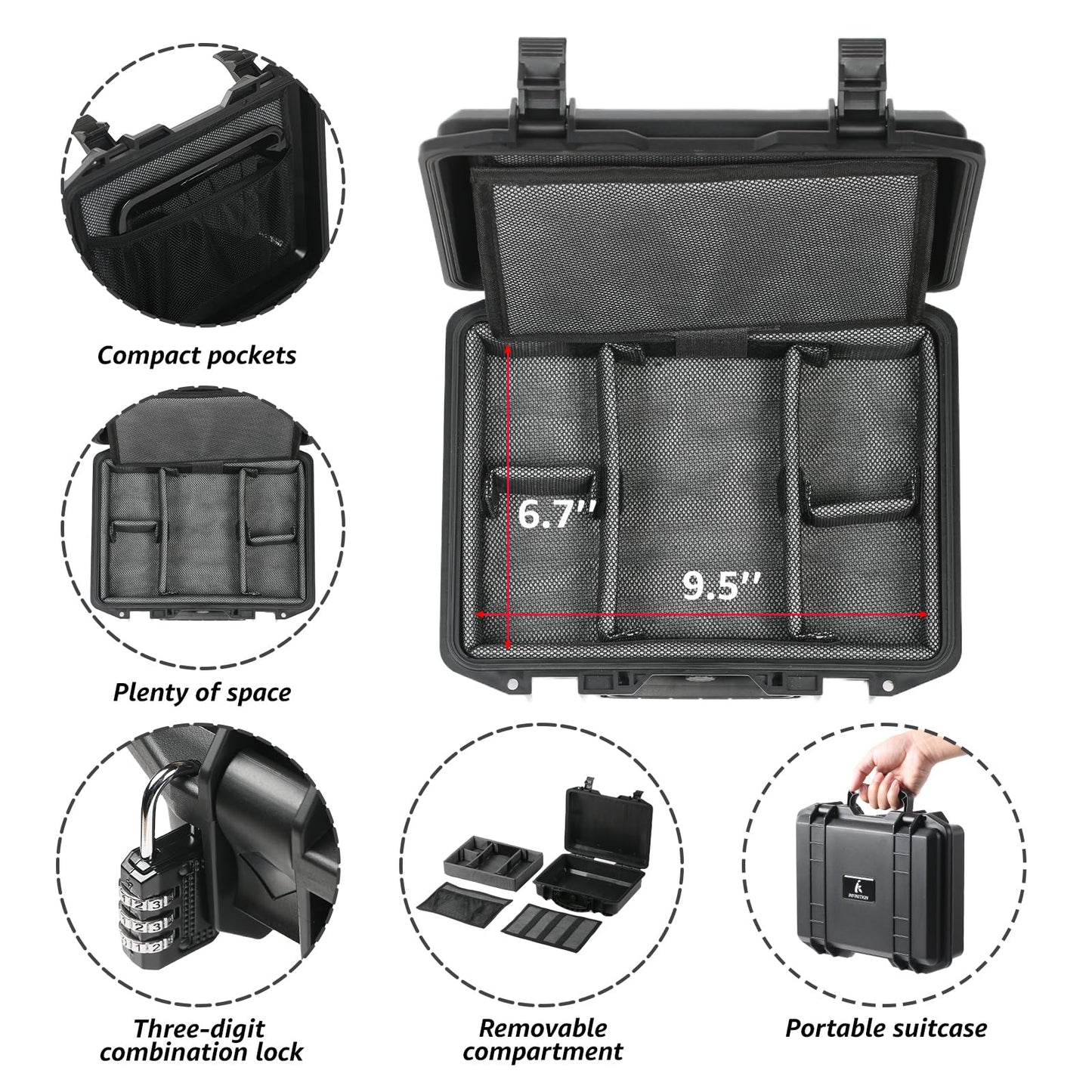 INFINITKIN Smell Proof Box, Large Airtight Stash Box with Combination Lock – Waterproof & Durable Smell Proof Container for Travel & Home