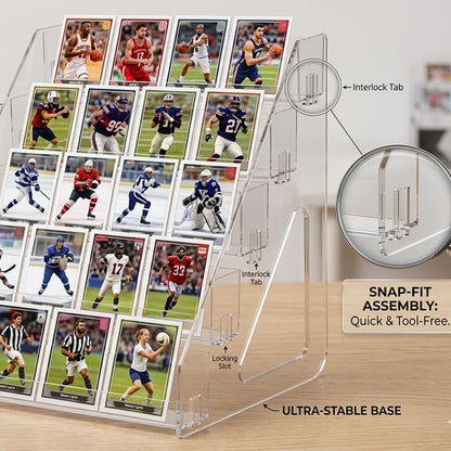 ToKinCen Trading Card Display Stand, 5 Tier 12" Acrylic Holder for Sports Graded Card