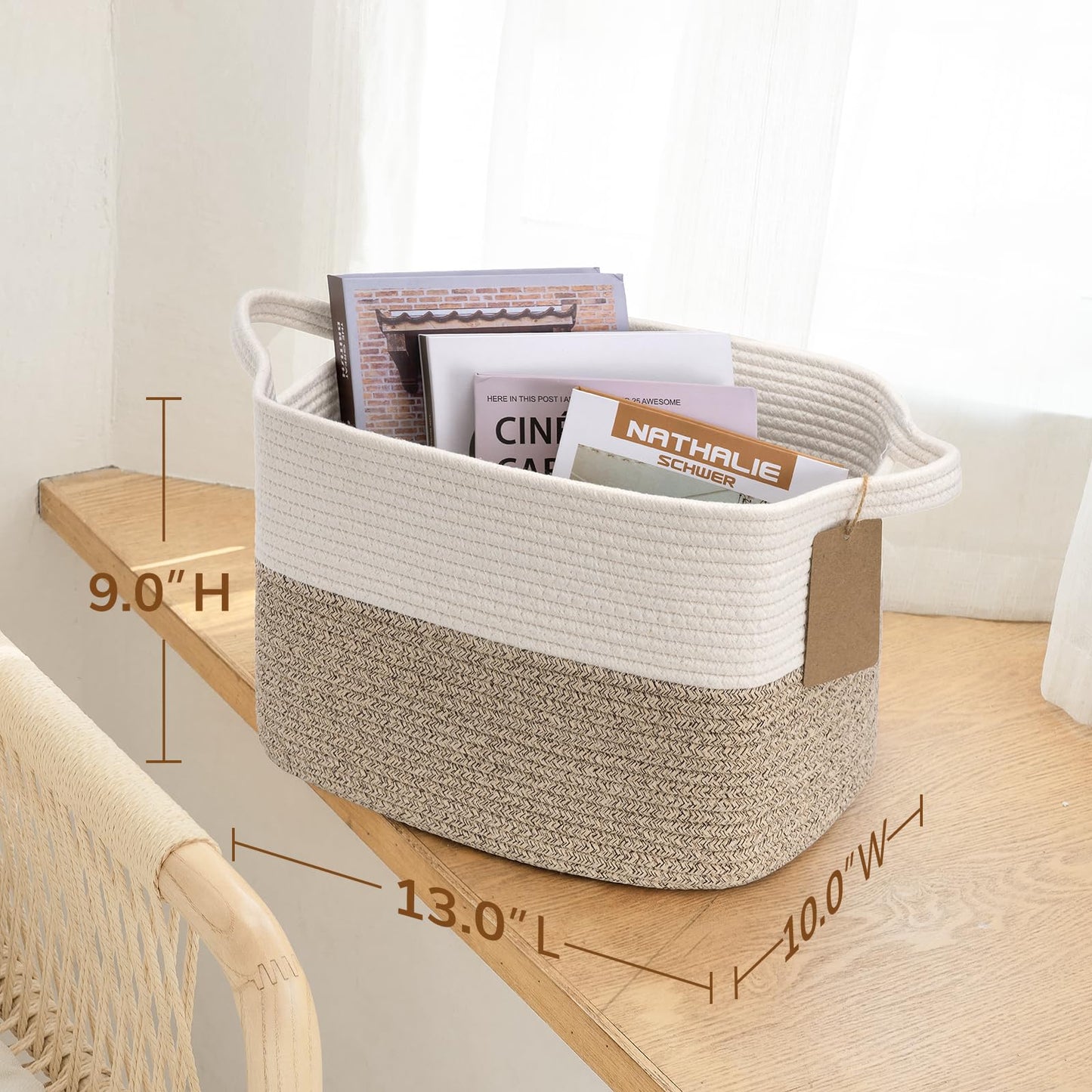 Cotton Rope Storage Baskets for Shelves, Decorative Woven Baskets for Closet Storage, Laundry Basket for Toy Towel Storage, Empty Gift Basket for