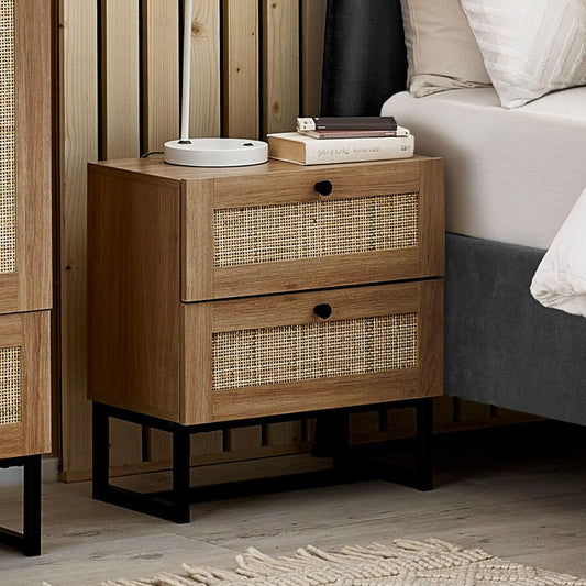 Julian Bowen Oak/Engineered Wood Padstow 2 Drawer Bedside Table