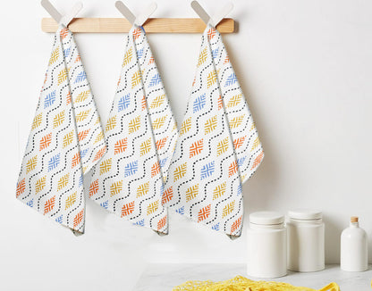 FINGERCRAFT Kitchen Dish Towels, 100% Natural Cotton, Set of 6 Multi-Purpose Kitchen Towels, Very Soft, Highly Absorbent