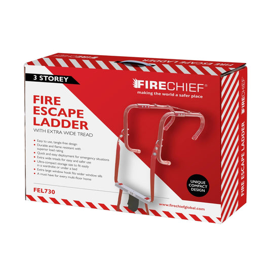 3 Storey Fire Escape Ladder - 23.9ft/7.30m Long Multi Storey Escape Ladder - Extra Wide Tread for Easy Foothold (300mm Wide) - Anti Slip Rope & Metal