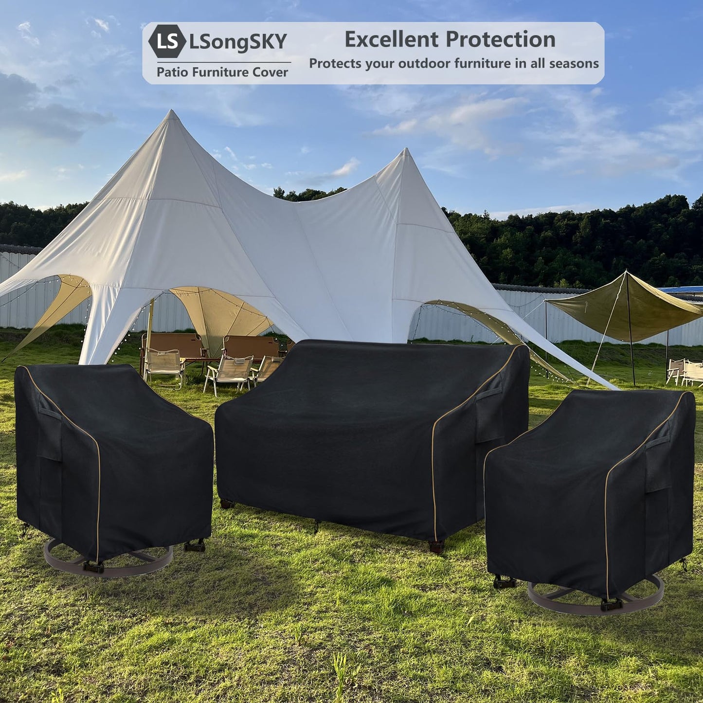 LSongSKY Outdoor Swivel Lounge Chair Cover 2 Pack,Waterproof Heavy Duty Outdoor Chair Covers,Patio Rocking Chair Covers For Outdoor Furniture,(30 W x