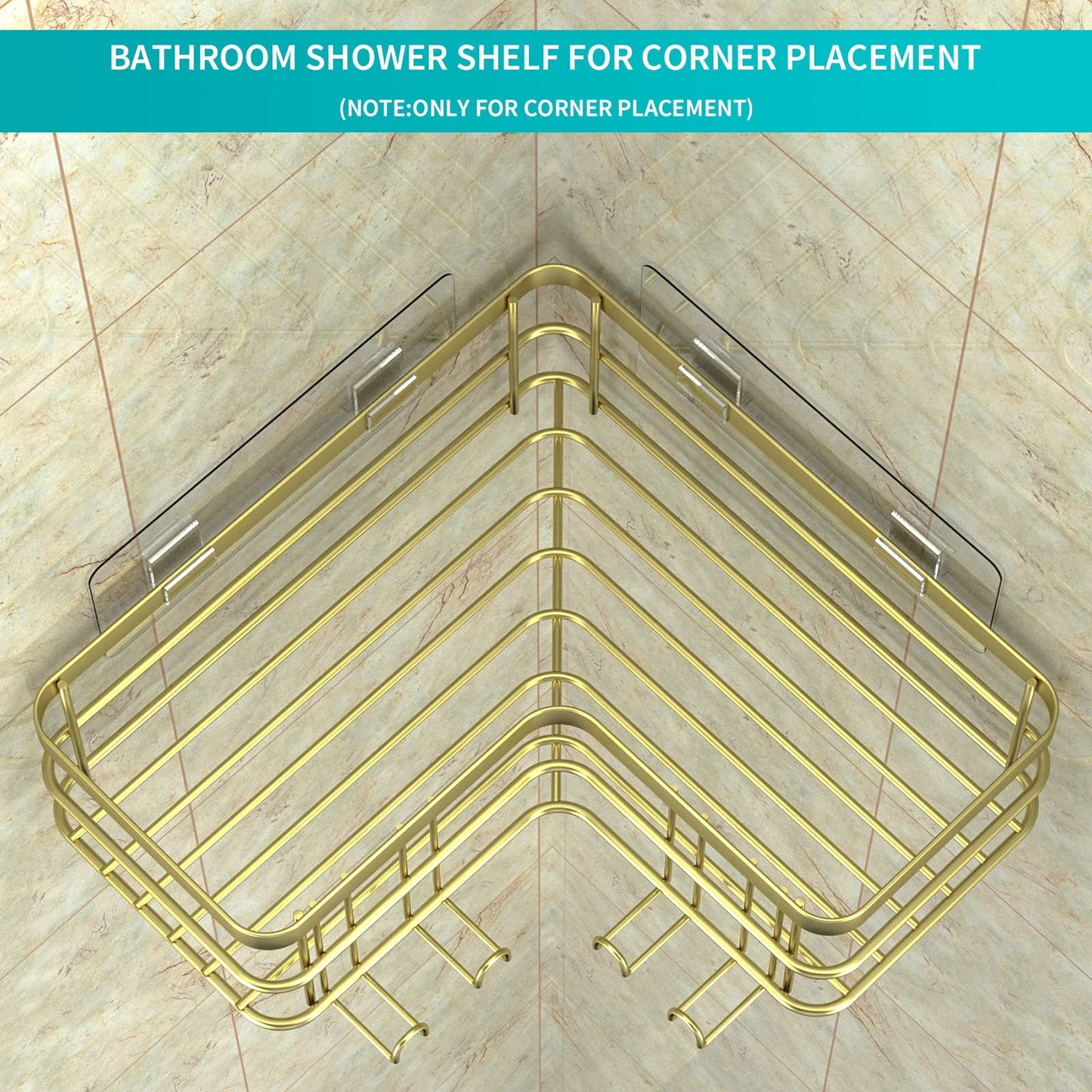 Yazoni Corner Shower Caddy 2 Pack - Bathroom Shelves No Drilling, Rustproof Stainless Steel Shower Storage Rack
