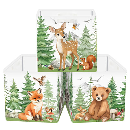 Clastyle 3 pcs Cute Animals Cube Storage Boxes for Shelves Kallax Boxes