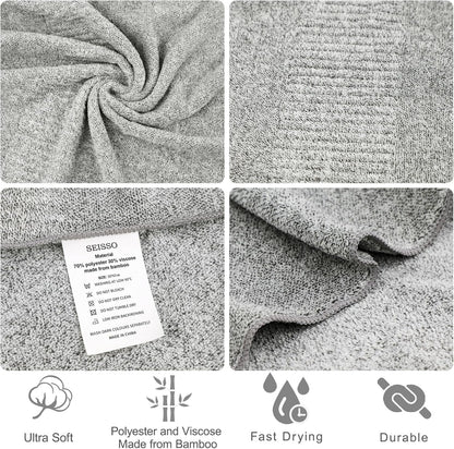 SEISSO Set of 4 Bath Towels,88.9 × 160 cm,Bamboo Fibre & Microfibre Blend,Highly Absorbent,Quick-Drying,Soft Oversized XXL Towels,350 GSM,Suitable