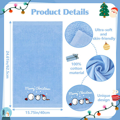Funny Christmas Snowman Hand Towels for Bathroom Kitchen - 100% Cotton Soft Absorbent Winter Holiday Bath Towels Cute Decor