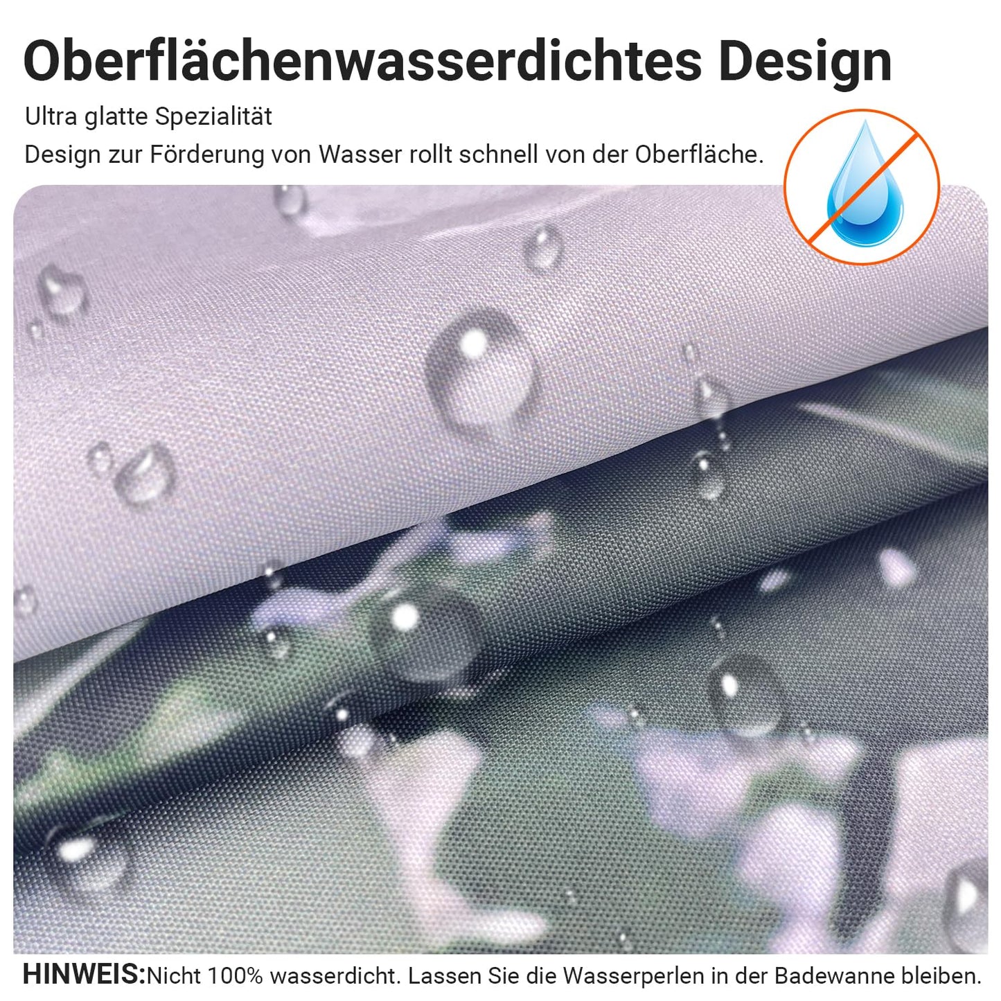 Lerores Shower Curtain, 160 x 160 cm, Forest Anti-Mould Textile, Weighted Hem Water-Repellent