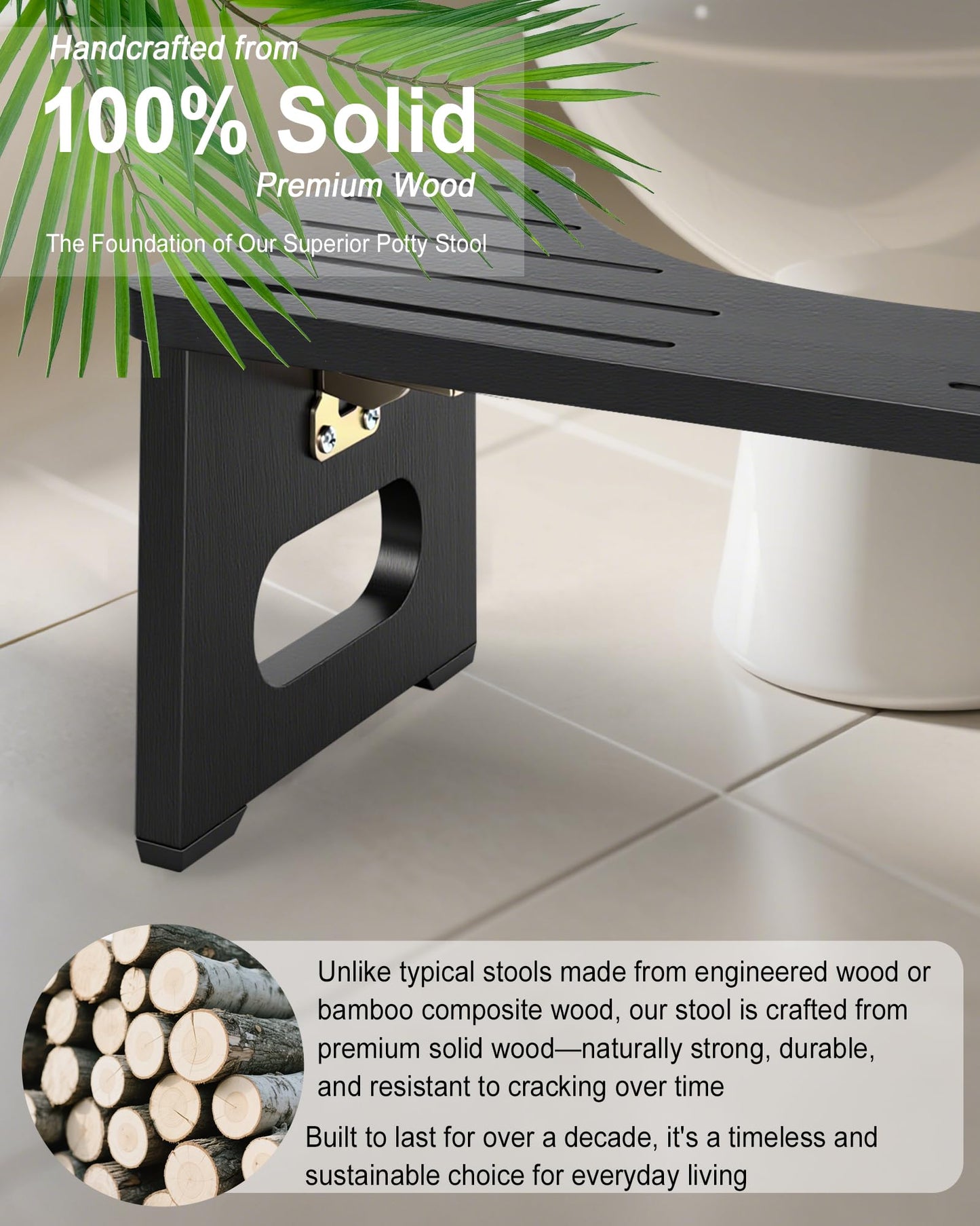 YOSE Wood Toilet Stool Squat Adult, Foldable Squatting Potty for Bathroom, Dual Anti-Slip Potty Step Stool for Pooping