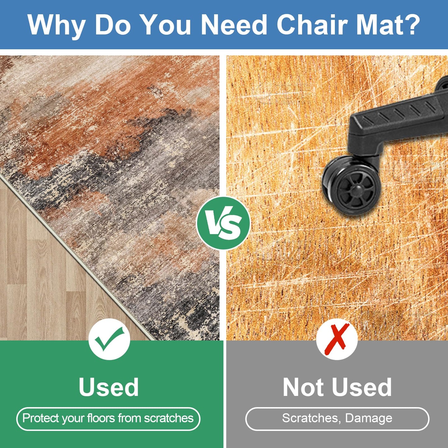 Capslpad Office Chair Mats for Hardwood Floor 90x120cm Non-Slip Modern Abstract Home Multi Purpose Chair Mat Low Pile Floor Protectors Computer Chair
