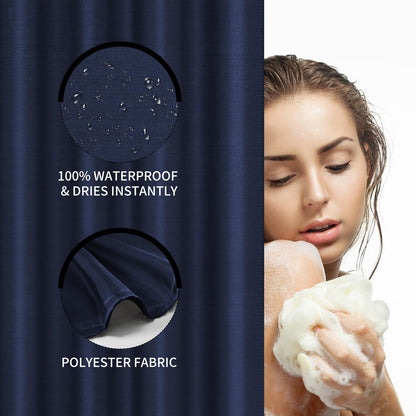 LUKDUNG 150 x 200 cm Polyester Textile Shower Curtain Anti-Mould for Bathroom, Curtain for Bathtub Shower Made of Fabric Waterproof Washable Shower