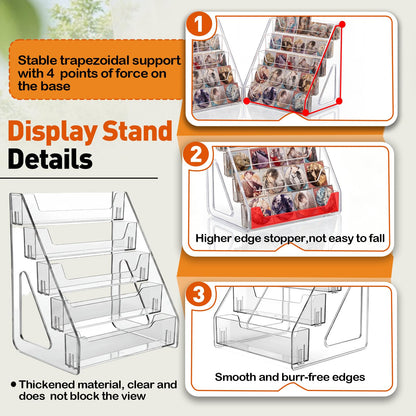 Trading Card Display Stand,5 Tier12" Card Stands for Display,No Wobble