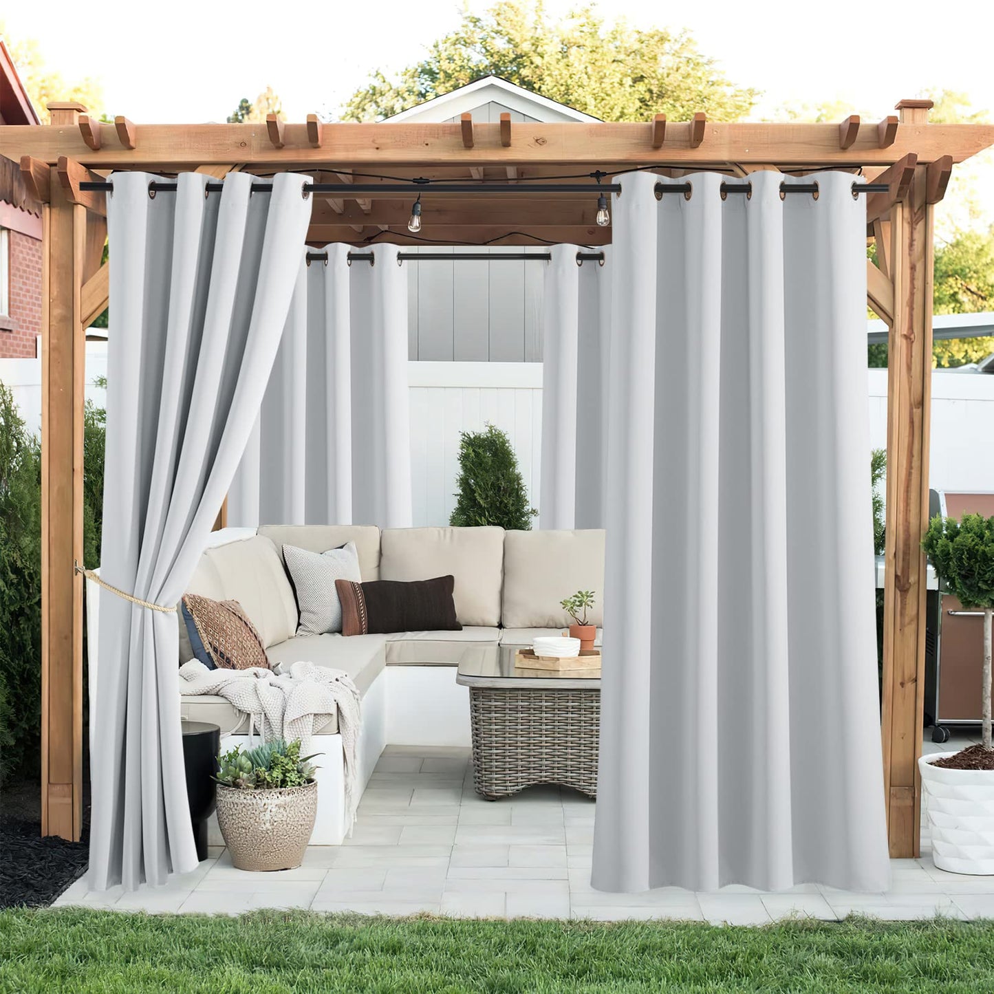 PONY DANCE Outdoor Curtain, Waterproof, Outdoor Curtains, Opaque Patio Curtains with Eyelets, Curtain for Balcony and Gazebo, Opaque Curtains,