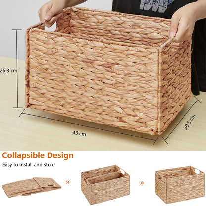 Vagusicc Water Hyacinth Wicker Storage Basket, Set of 2 Extra Large Storage Baskets for Shelves