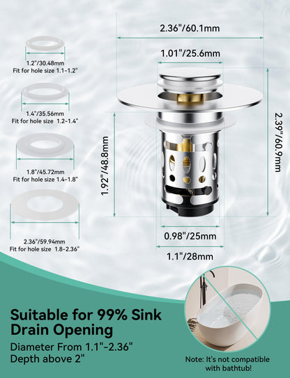 Magichome Bathroom Sink Plug fit for 28-45mm Basin Holes
