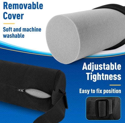 Lotusland Lumbar Roll Pillow for Lower Back Pain Relief – Memory Foam Lumbar Support Pillow with Washable Cover & Elastic Strap