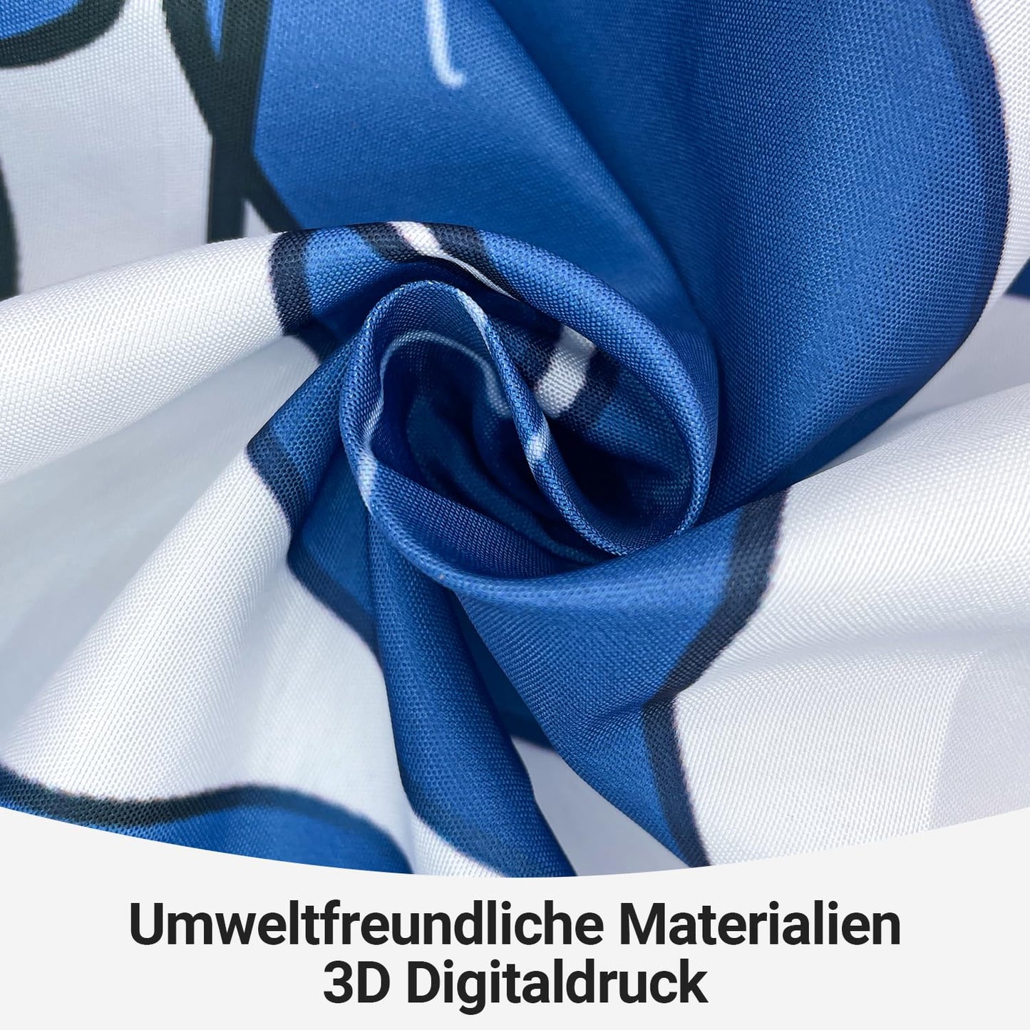 Lerores Shower Curtain, 160 x 160 cm, Blue Leaf, Weighted Hem, Anti-Mould Textile, Water-Repellent