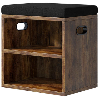 FUBHOMEY 2 Tier Small Shoe Hallway Storage Bench Rustic Brown EFHXD01H
