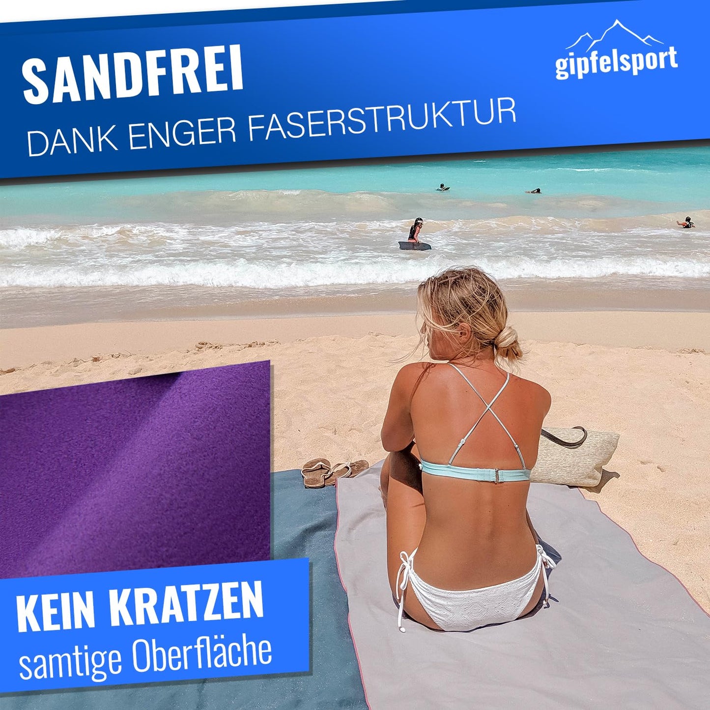 gipfelsport Microfibre towel | Microfibre bath towel, travel towel, beach towel | Quick-drying, ultra-light, space-saving | Purple | S(80x40cm)
