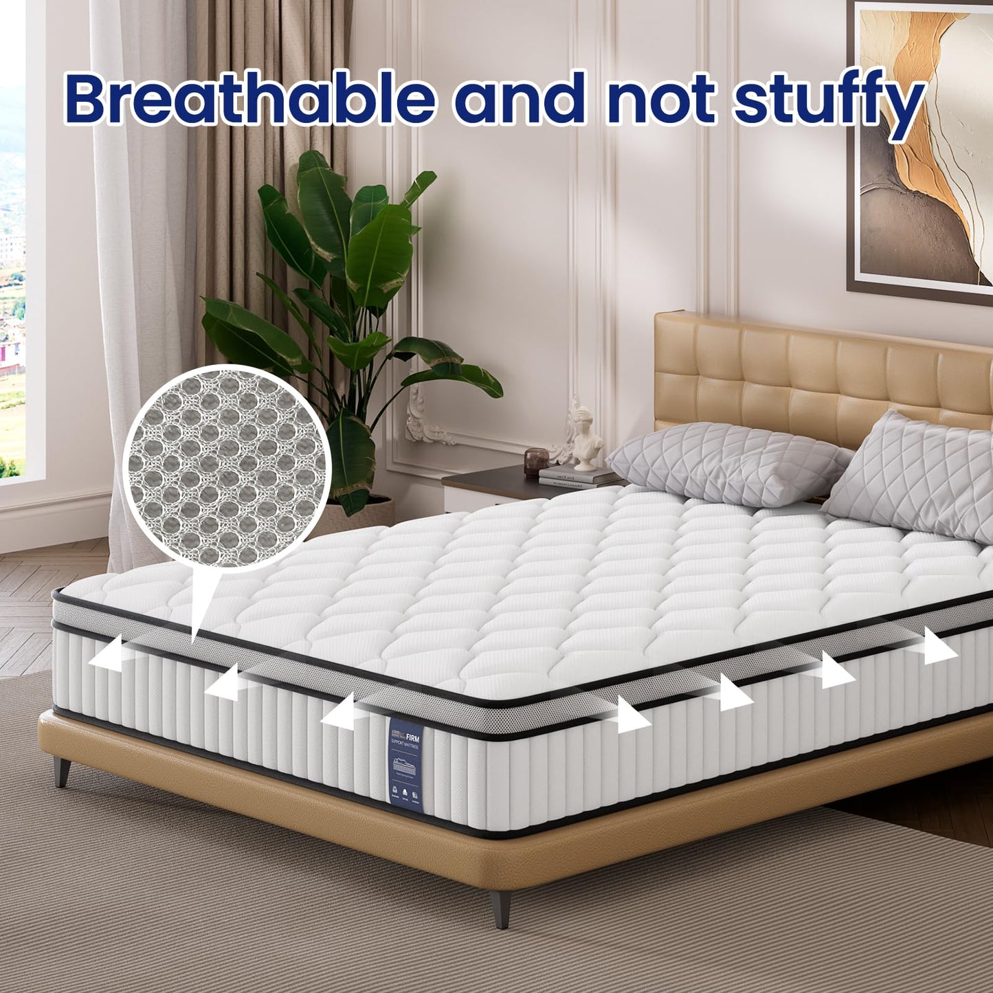 BedStory 4FT6 Double Mattress 12 Inch, Medium Firm Hybrid Pocket Sprung Mattress with Breathable Foam, Motion Isolation & Pressure Relief