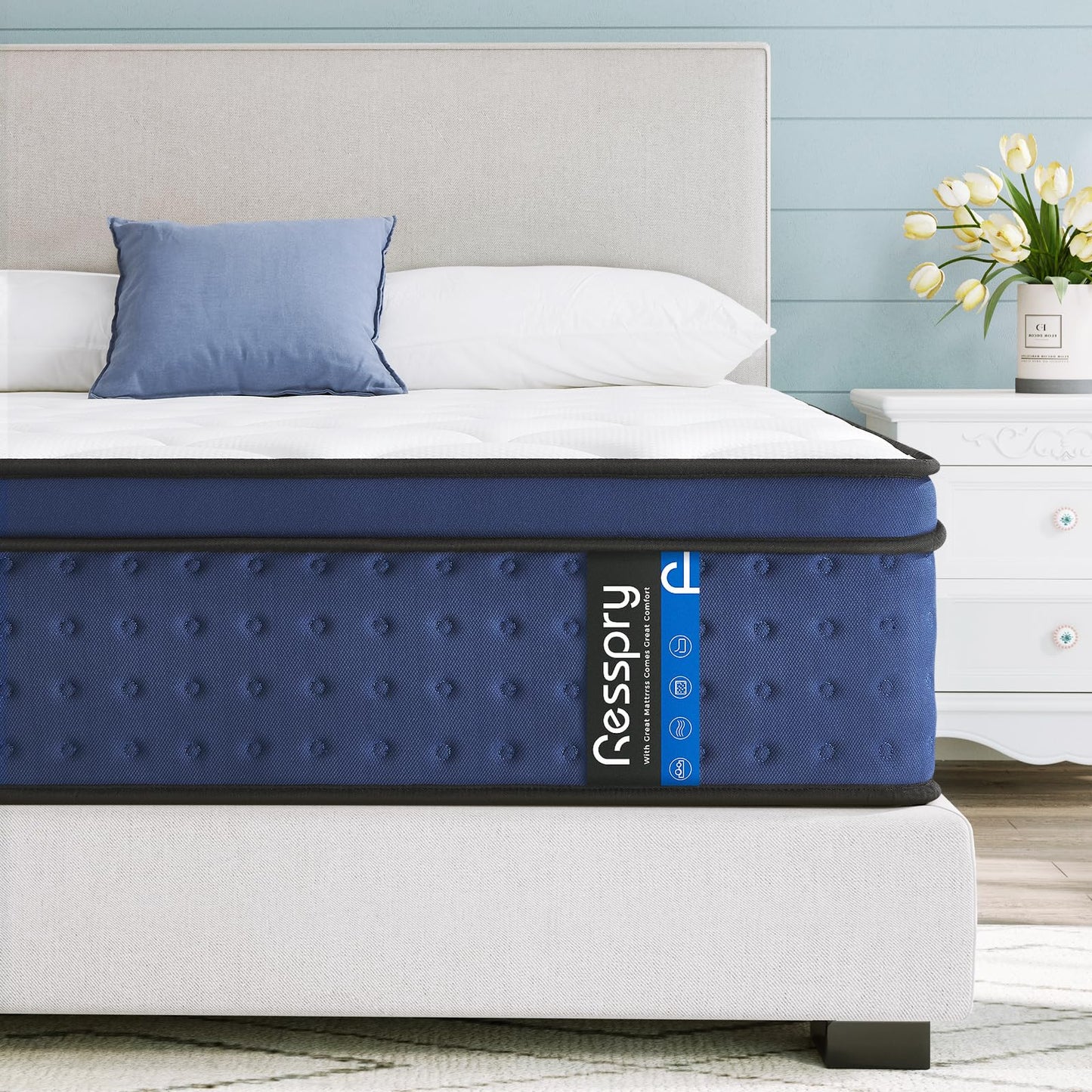 Resspry Single Mattress,12Inch Hybrid Mattress Medium Firm