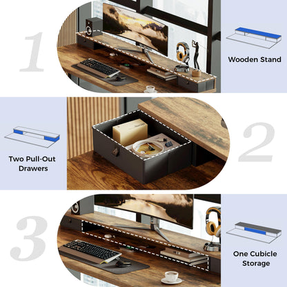 Agilestic Electric Adjustable Height Desk, with 2 Fabric Drawers, 100x60cm