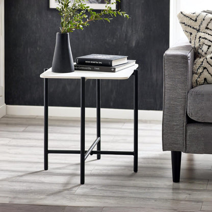 Julian Bowen Siena Square End Table, White Marble Effect - H55 x W50cm