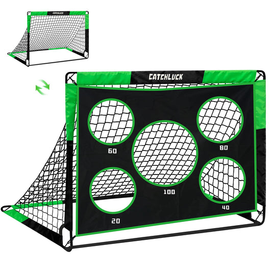 CATCHLUCK Football Goal Pop Up Football Net 2 In 1 Foldable Kids Goal for the Garden Portable Net Indoor Outdoor Training Equipment with Carry Bag,