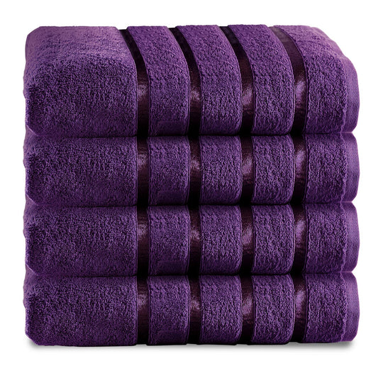 GC GAVENO CAVAILIA Fade Resistant Luxury Towels, Extra Absorbent 100% Ringspun Egyptian Cotton 500 GSM Bathroom Set, Aubergine, 4PK