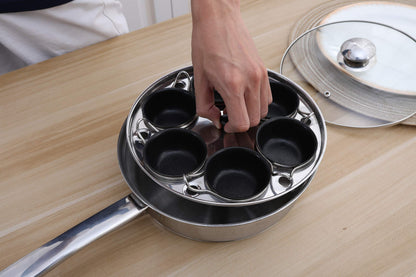 6 Cups Egg Poacher Pan - Stainless Steel Poached Egg Cooker  Induction Cooktop Egg Poachers Cookware Set with 4 Nonstick Large PFOA FREE Egg Poacher