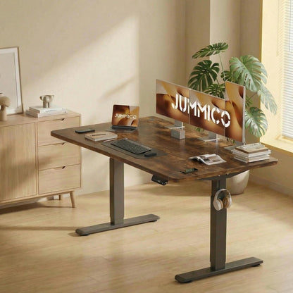 JUMMICO 160 x 80 cm Electric Standing Desk with USB Charging, Sedentary Reminder Height Adjustable Standing Desk, Sit Stand Desk