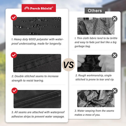 Porch Shield Patio Fire Pit Cover - Waterproof 600D Outdoor Rectangular Fire Table Cover Deck Box Protector - 52 x 34 inch, Black