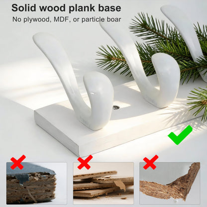 HONSKY Wall Coat Rack, 43cm Wooden Coat Hanger with 6 Double Hooks,Wall Coat Hook,Towel Rack Hanging Coat,Towel,Bag for Entryway, Hallway, Bedroom
