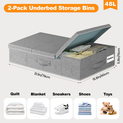 Mavivegue 2 Pack Underbed Storage Boxes with Lids