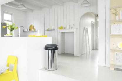 Brabantia Touch Bin, Brilliant Steel/Matt Black Lid, 60L