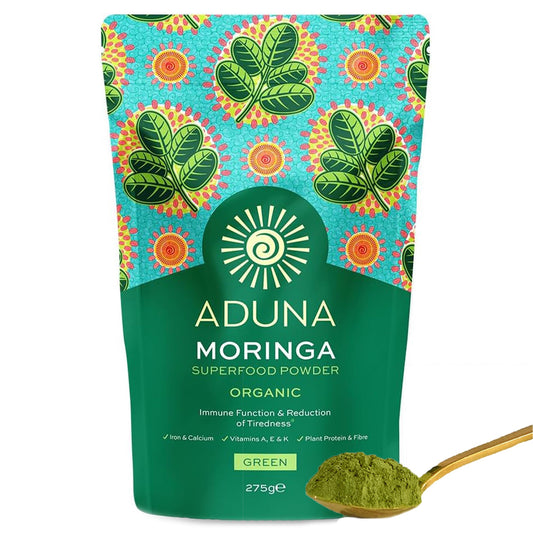 Aduna Organic Moringa Powder | 100% Pure Moringa Leaf for Energy & Immune Support | Natural Vegan Source of Iron, Calcium & Protein | Superfood Powder