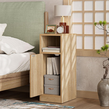 IBUYKE Slim Bedside Table Set of 2,Rattan Nightstand,Natural WNS012N-2