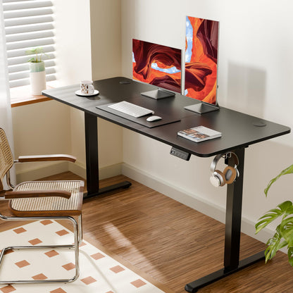 ERGOMAKER Electric Standing Desk 140x60cm, 2 Memory Presets, Black