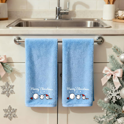 Funny Christmas Snowman Hand Towels for Bathroom Kitchen - 100% Cotton Soft Absorbent Winter Holiday Bath Towels Cute Decor
