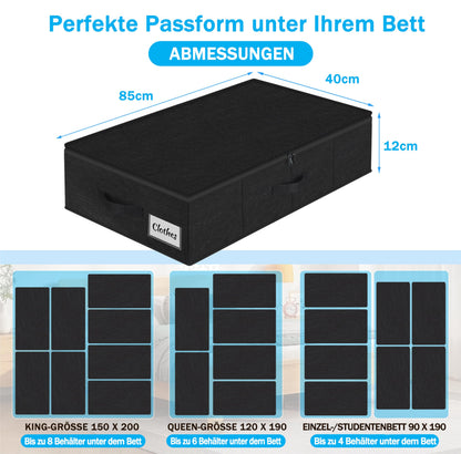 Kukikan Underbed Storage Box Set of 2 - Flat, 11.5 cm Slim Low Profile Underbed Clothes Storage Organiser for Dorm & Home