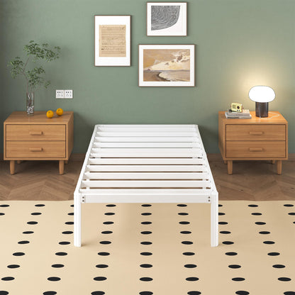 Lutown-Teen White Small Single Bed Frames 2ft6 with Rounded Corner Legs, Heavy Duty Metal Small Single Bed Frame 36 cm High, Noise Free, Easy Assembly