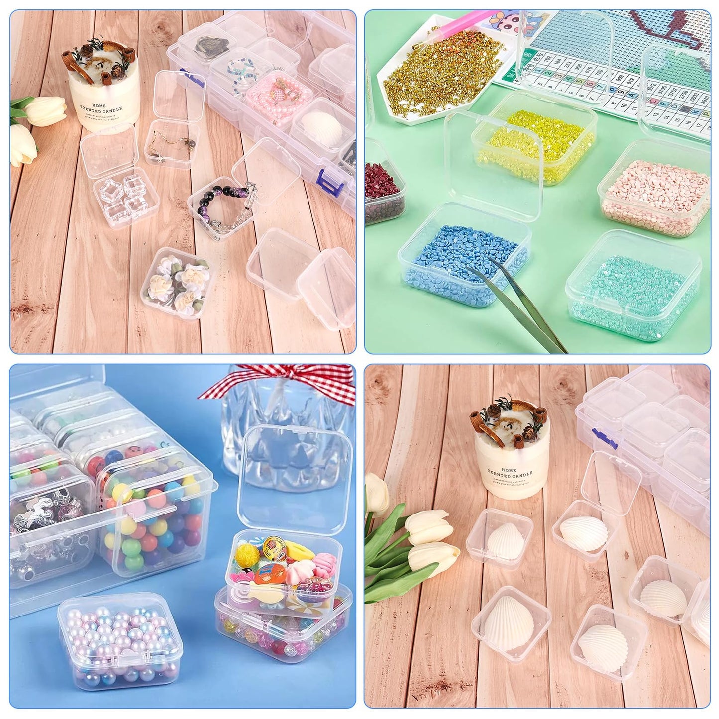 elthmpr Craft Storage Box - Bead Storage Box Transparent 45 Grids Small Plastic Storage Boxes