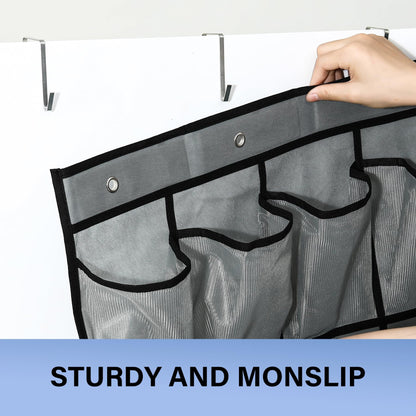 35-Pocket Over The Door Shoe Organizer - Mesh Pockets Shoe Holder Rack With 4 Metal Hooks