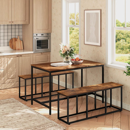 HOOBRO 120 cm Dining Bench, Industrial Indoor Kitchen Bench Seat, Easy Assembly, for Kitchen, Entryway, Bedroom, Rustic Brown and Black EBF45CD01