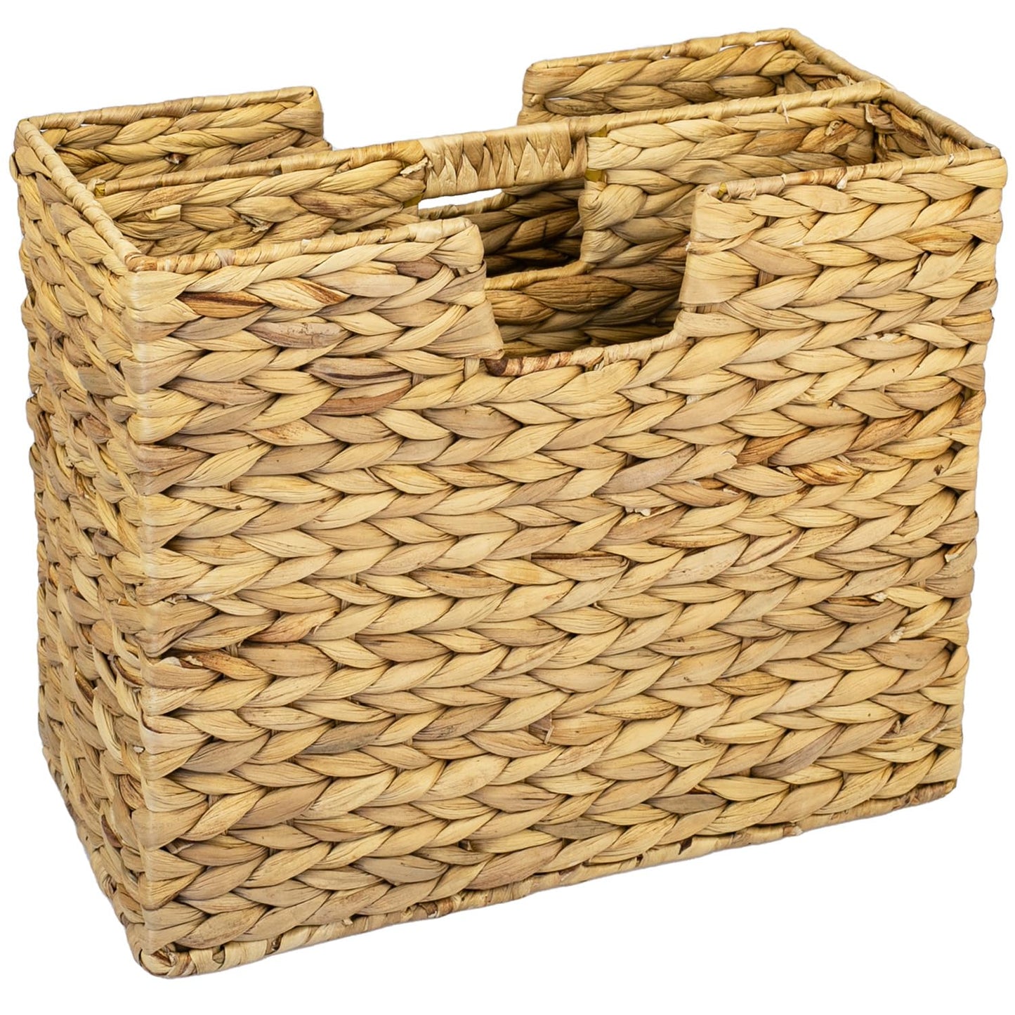 HMF Magazine Rack, Newspaper Basket woven from water hyacinth | 2 compartments | 40 x 20 x 33 cm
