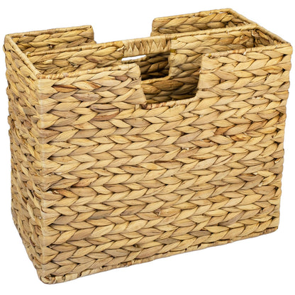 HMF Magazine Rack, Newspaper Basket woven from water hyacinth | 2 compartments | 40 x 20 x 33 cm
