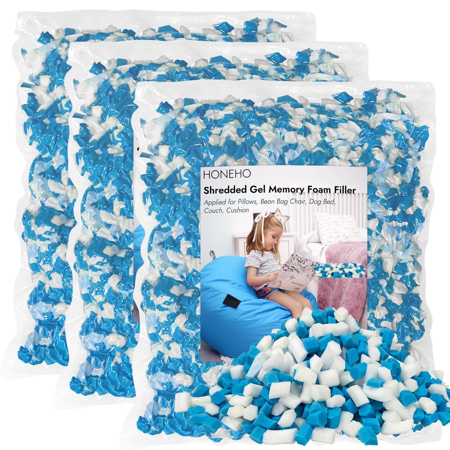 HONEHO 6.6KG Shredded Gel Memory Foam Filling Bean Bag Chair Filler