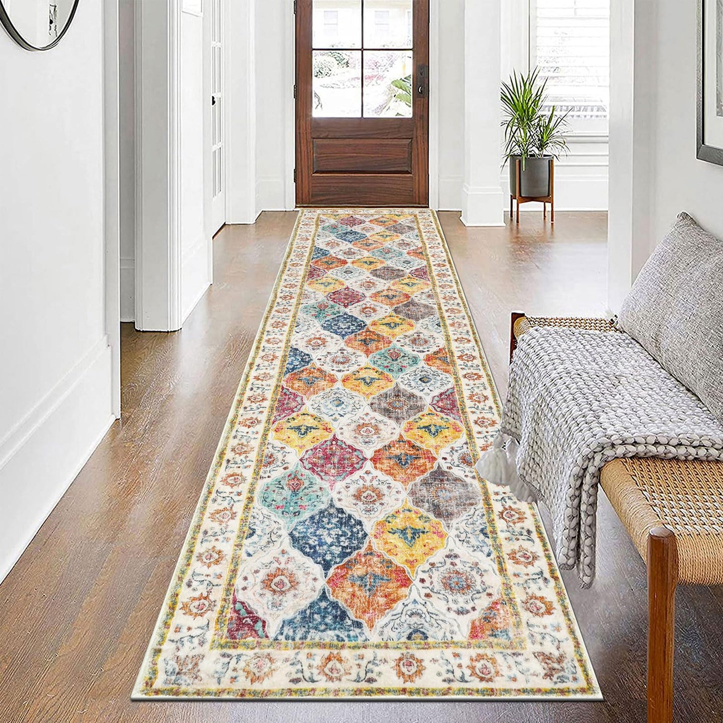 SHACOS Runner Rugs for Hallway Non Slip 60 x 240 cm Extra Long Hallway Hall Runner Vintage Distressed Area Rugs Washable Kitchen Floor Carpet Runner