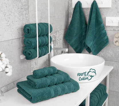American Soft Linen Luxury 6 Piece Towel Set, 2 Bath Towels 2 Hand Towels 2 Washcloths, 100% Turkish Cotton Towels for Bathroom